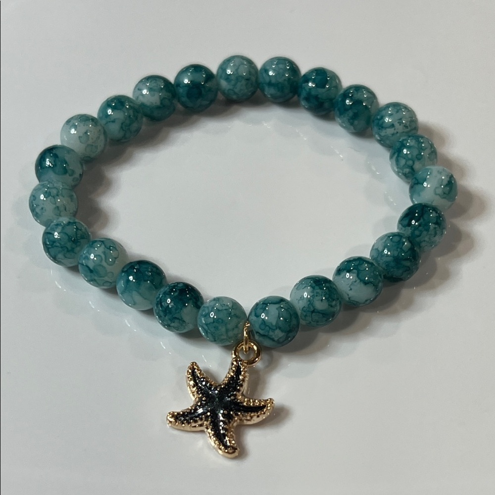 Ocean-Inspired Starfish Bracelet in Blue and Gold